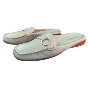 St. John’s Bay Blue Leather Flex Form Slip On Mule Slide Size 7